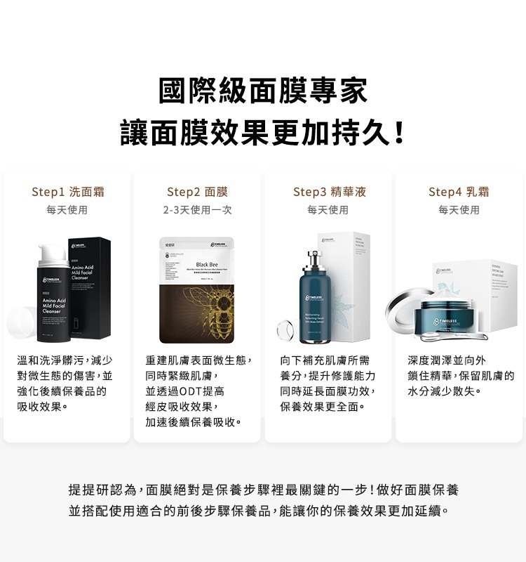 黑蜂蜜活源新肌生物纖維面膜3入盒