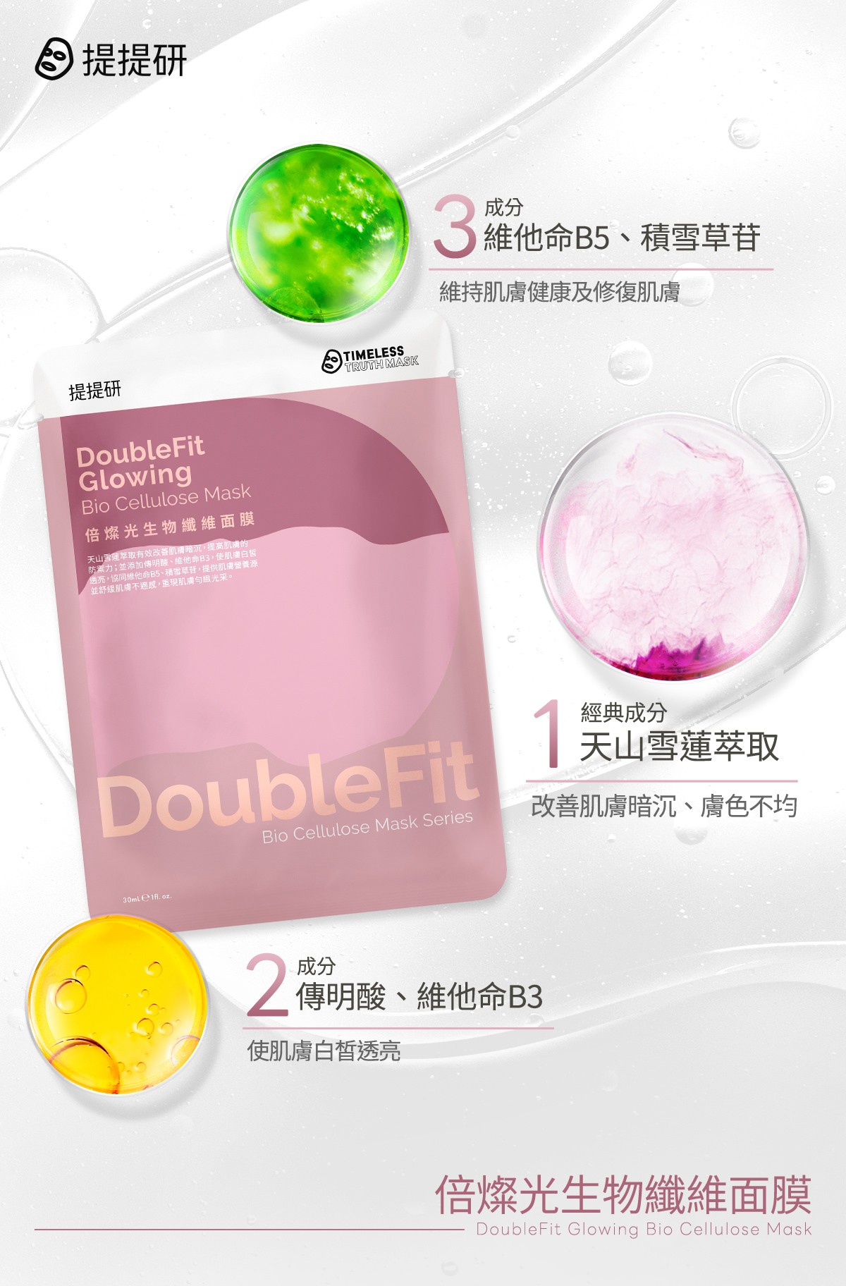 倍燦光DoubleFit生物纖維面膜3入盒
